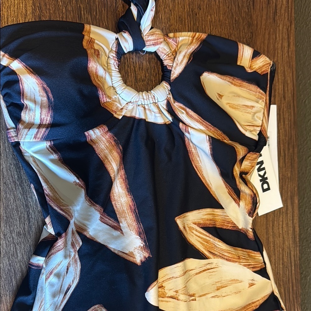 DKNY Black and Tan One Piece Swimsuit - Picture 5 of 11